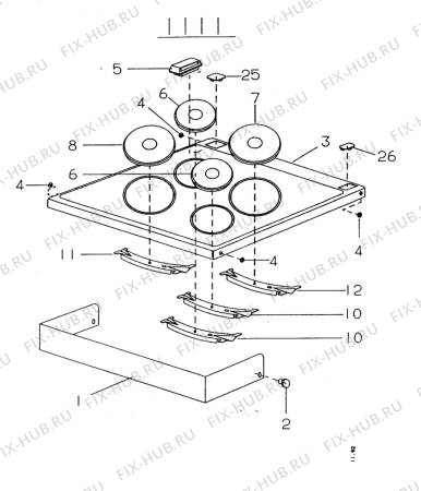 Взрыв-схема плиты (духовки) Elektra EL4670 - Схема узла H20 Oven equipment, users manua